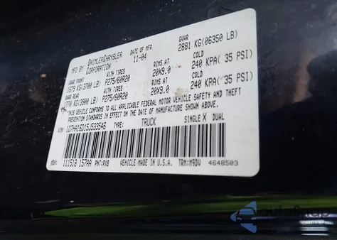2005 Dodge Ram 1500 Slt/Laramie z USA, uszkodzony, nr VIN 1D7HA16D15J533546